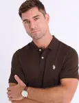 Футболка поло U.S. Polo Assn Solid Pique Small Logo, темно-коричневый - фото 2