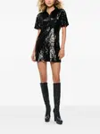 Мини-платье с пайетками и воротником Alice + Olivia, черный - фото 2