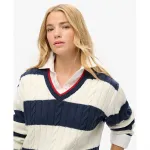 Свитер Superdry Cable v neck, белый - фото 2