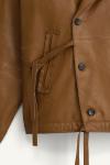 Куртка Zara Relaxed Fit Nappa Leather Jacket, коричневый - фото 4