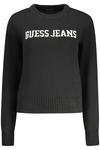 Женский свитер Guess Jeans с вязаным логотипом и круглым воротом, черный - фото