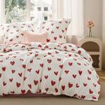 Комплект постельного белья Bedsure из 3 предметов, 200х200/80x80 см, белый/сердца - фото