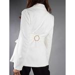 Женский блейзер с поясом и лацканами из искусственной замши Jess By Meiko, White - фото 2