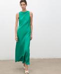 Женское длинное атласное платье MANGO, Green - фото 5