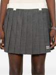 Miu Miu плиссированная мини-юбка, серый - фото 5