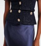 Вышитое платье макси из букле и атласа Self-Portrait, Navy - фото 5