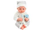 Кукла в бело-серой полосатой одежде, шапке, соске, одеяле. Bemi - фото 3