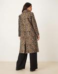 Длинное пальто из смеси шерсти Mango с леопардовым принтом - фото 4
