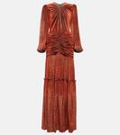 Платье Sabrina из бархата деворе COSTARELLOS, оранжевый - фото