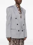Двубортный пиджак в полоску Stella Mccartney, серый - фото 3