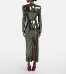 Платье со сборками и пайетками Alex Perry, Dark Olive - фото 3