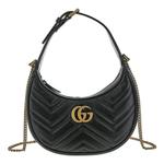 Сумка gg marmont half-moon-shaped mini bag 'nero' Gucci, черный - фото