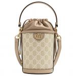 GUCCI Сумка ведро из холста и кожи - фото