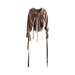 Топ Ann Demeulemeester Stee Ruffled Drawstrings Stain Washe Top, Antique Rose - фото