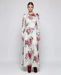 Длинное платье с цветочным рисунком Mirto, белый - фото