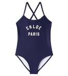 Купальник с принтом логотипа Chloé Kids, темно-синий - фото