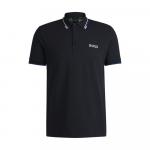 Рубашка поло с контрастными логотипами BOSS, темно-синий - фото