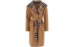 Пальто женское Burberry с клеточным принтом, хаки - фото