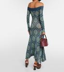 Платье миди с открытыми плечами и принтом Etro, синий - фото 3