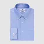 Рубашка приталенного кроя с длинным рукавом Uniqlo, синяя - фото