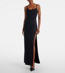 Платье макси из хлопкового джерси с подвязками Coperni, черный - фото 2