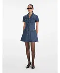Синее платье с пуговицами и карманами Self Portrait, синий - фото 2