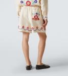 Шорты из льна с бисером Garden Party Bode, Ecru Multi - фото 4