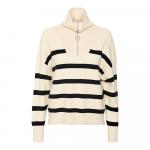Свитер Vero Moda Saba Stripe Half Zip, бежевый - фото 3