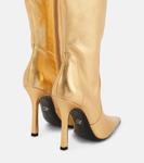 Ламинированные кожаные сапоги до колена Blumarine, Oro - фото 3