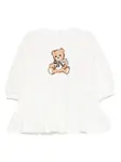Платье с рюшами и принтом «тедди» Moschino Kids, белый - фото