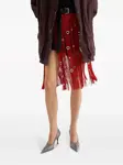 Юбка с бахромой и люверсами Prada, красный - фото 2