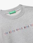 Детский хлопковый свитшот с логотипом Benetton, Grey - фото 3