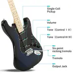 Электрогитара Glarry GST синяя с усилителем 20 Вт - фото 4