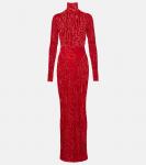 Принтованное платье-водолазка макси Alex Perry - фото