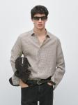 Рубашка Massimo Dutti 100% Linen Check, коричневый - фото 4