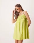 Платье-мини Miss Selfridge из хлопка цвета лайма - фото 2