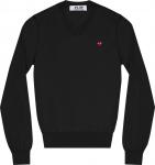 Свитер Comme des Garçons PLAY Red Heart Patch V-Neck Sweater 'Black', черный - фото