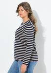 Топ LAURASØN STRIPED LETTUCE HEM LONG SLEEVE, Marine/Dark Blue - фото 5