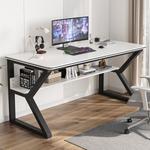 Компьютерный стол Xinmeikai с полкой, черная рама + карбоновая столешница, 160x60x74 см - фото 8