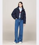 Пуховик женский Tommy Jeans укороченный с воротником-стойкой, синий - фото 2