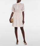 Мини-платье из жоржета со сборками See By Chloé, White Red - фото 2