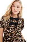 Мини-платье-халат с бантом спереди и леопардовым принтом New Look - фото 2