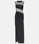 Платье макси из сетки и джерси Nensi Dojaka, черный - фото