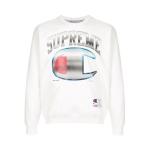 Толстовка Supreme x Champion Chrome Crewneck 'White', белый - фото