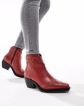 Ботильоны Off The Hook Grange из кожи красного цвета - фото 4