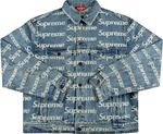 Куртка Supreme Frayed Logos Denim Trucker Jacket Blue, синий - фото