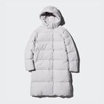 Длинное пуховое пальто Uniqlo, 02 светло-серый - фото
