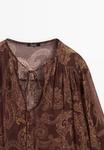 Блуза Massimo Dutti FLOWING PRINT , Bordeaux/Brown - фото 8