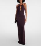 Платье из креп-джерси с вырезом халтер и вырезом Tom Ford, Plum - фото 2