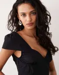 Черный топ из поплина с короткими рукавами и корсетом Motel Uliva - фото 4